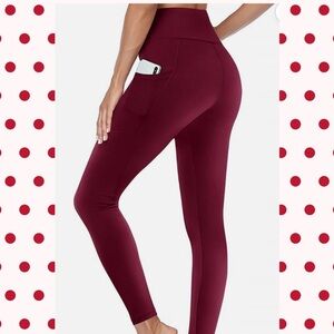 Women's Burgundy High-Waisted Leggings